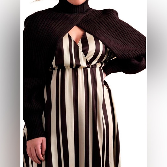 Half Turtle Neck Sweater Puff Sleeves - Picture 1 of 6